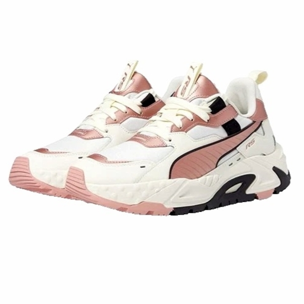Puma Women's White and Pink Sneakers